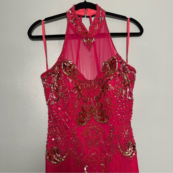 Vintage Alyce Designs Beaded Silk Gown Fuchsia Pink Special Occasion Women’s 10 - Picture 3 of 10